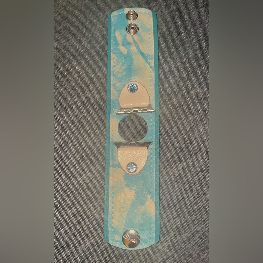 Turquoise Shibori cuff leather Apple Watch band